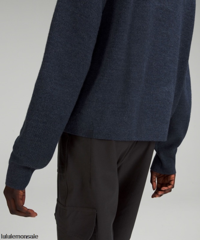 Lululemon Damen DELULU485 | Meliert True Navy Gerippter Rollkragenpullover Aus Einer Merinowollmischung